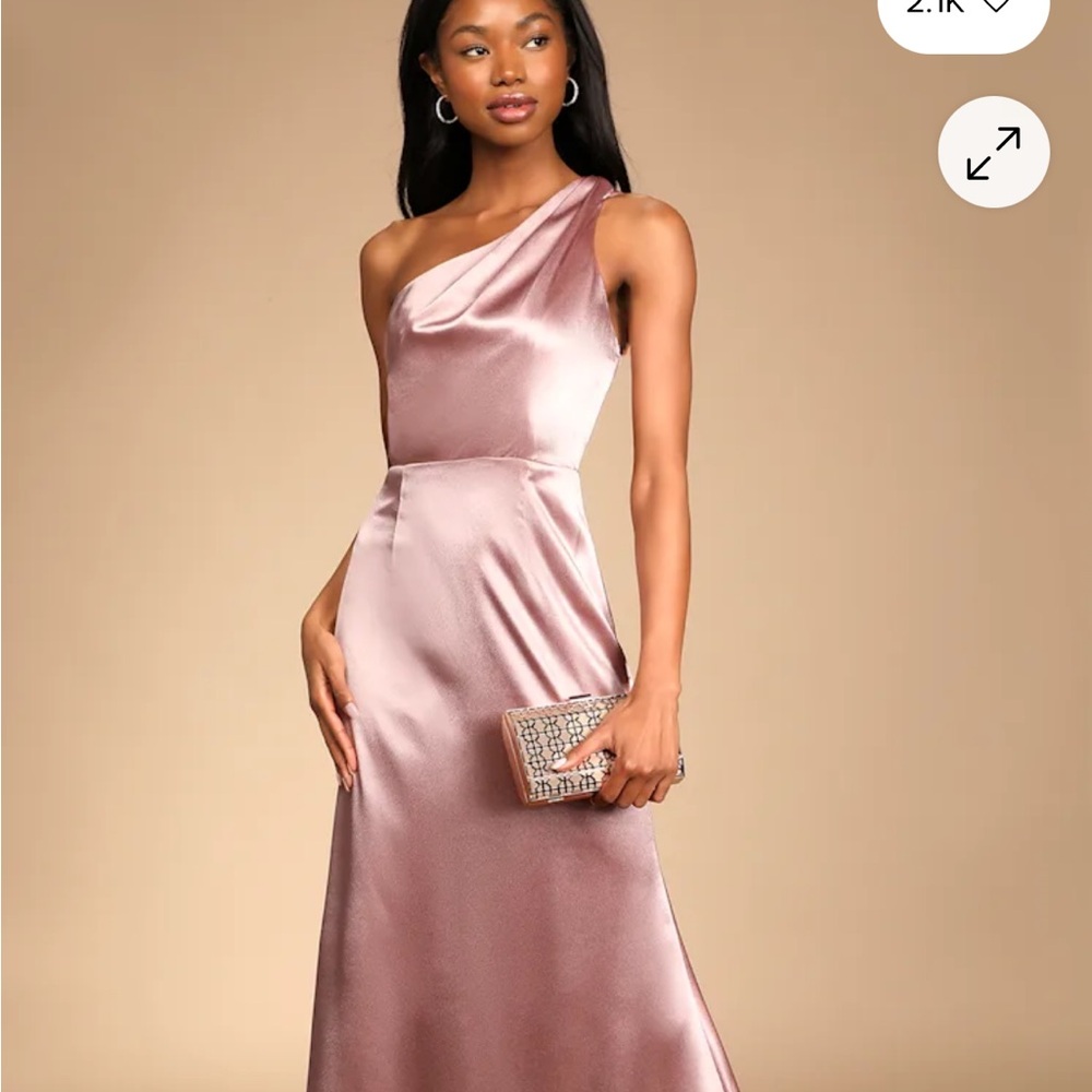 Lulu's Elegant One-Shoulder Dress in Blush